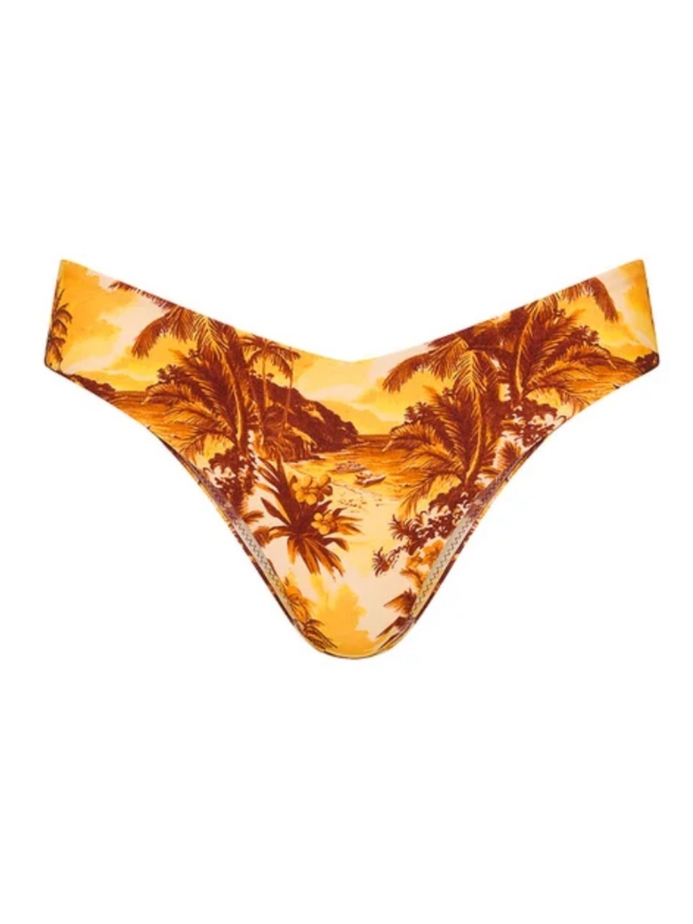 Kulani Kinis Sunset Tropical V-Front Bikini Bottom - Yellow & Brown